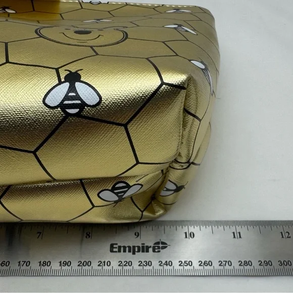 Disney Winnie the Pooh Gold Honeycomb Bee Cosmetic Travel Pouch NWT - Picture 4 of 7